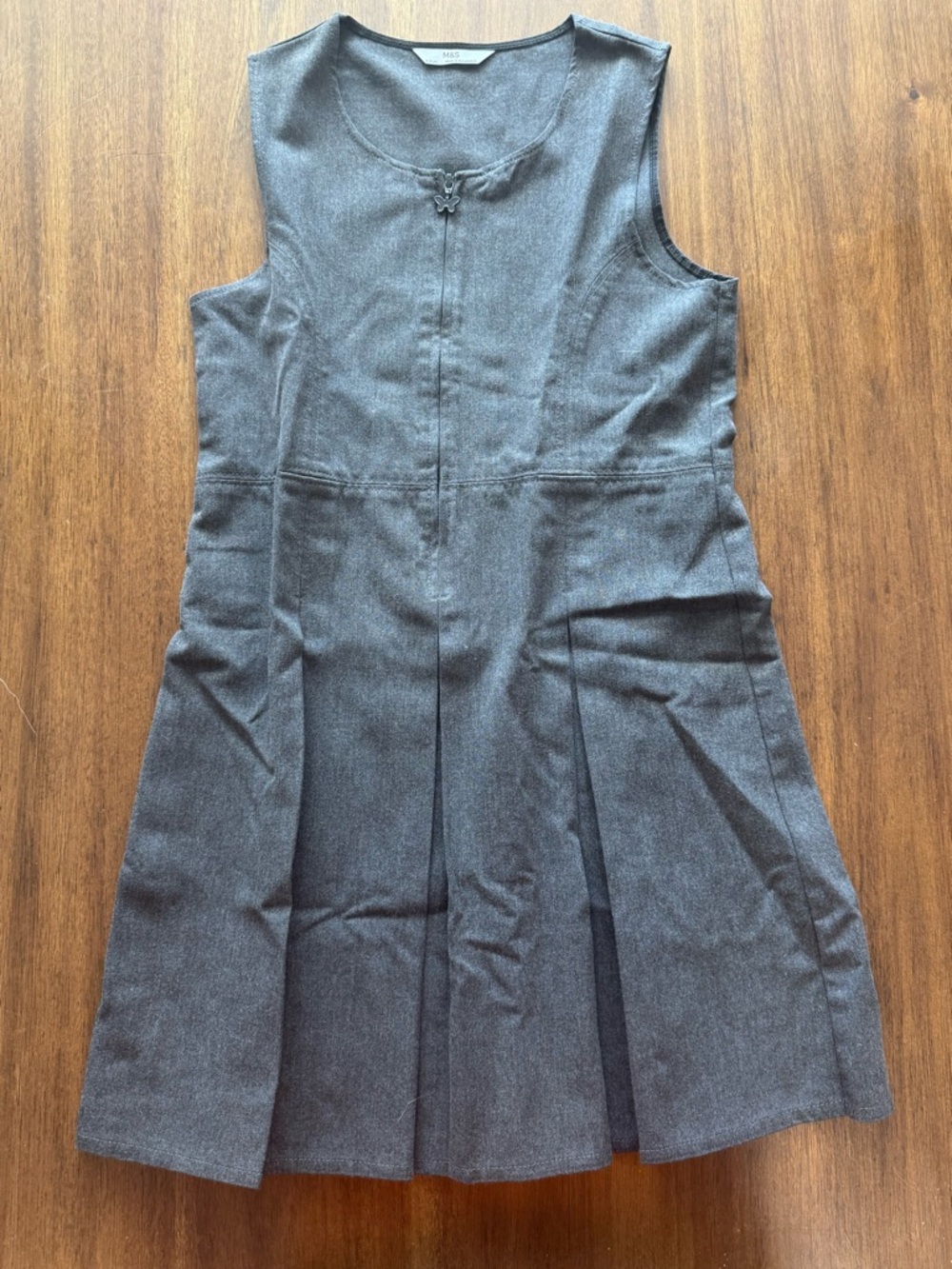 Marks & Spencer Girls' Gray Sleeveless Pleated School Dress